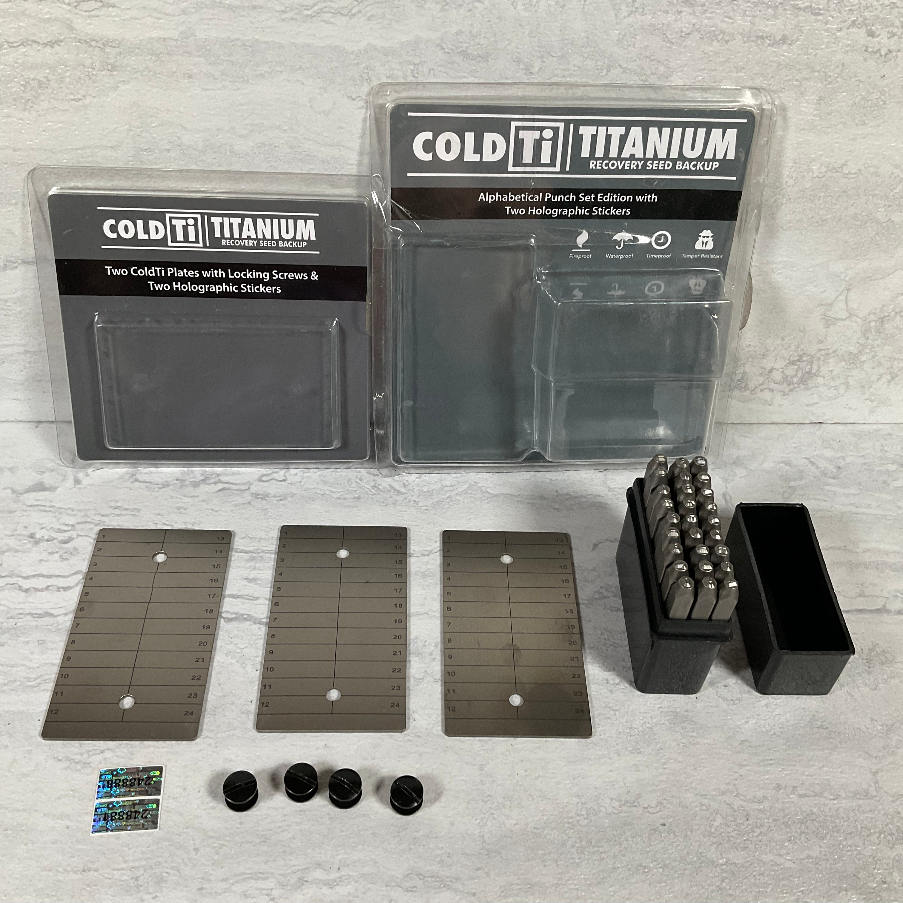 Crypto Seed Kit - 3x Steel Plate for Cryptocurrency Seed, Stamping Tool, & Seal (7330080162030)
